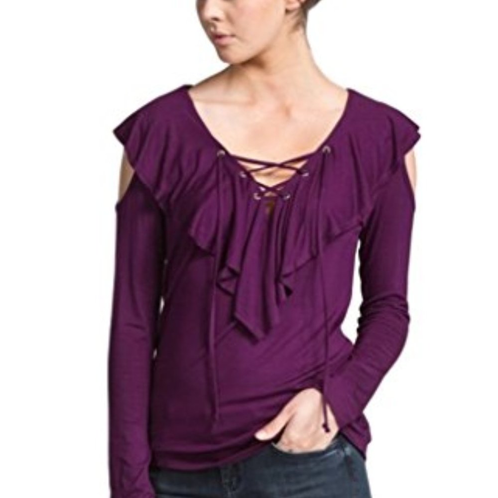 Cherish Long Sleeve Knit Top, Cold Shoulder